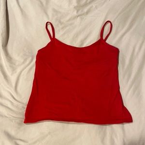Red spaghetti strap tank